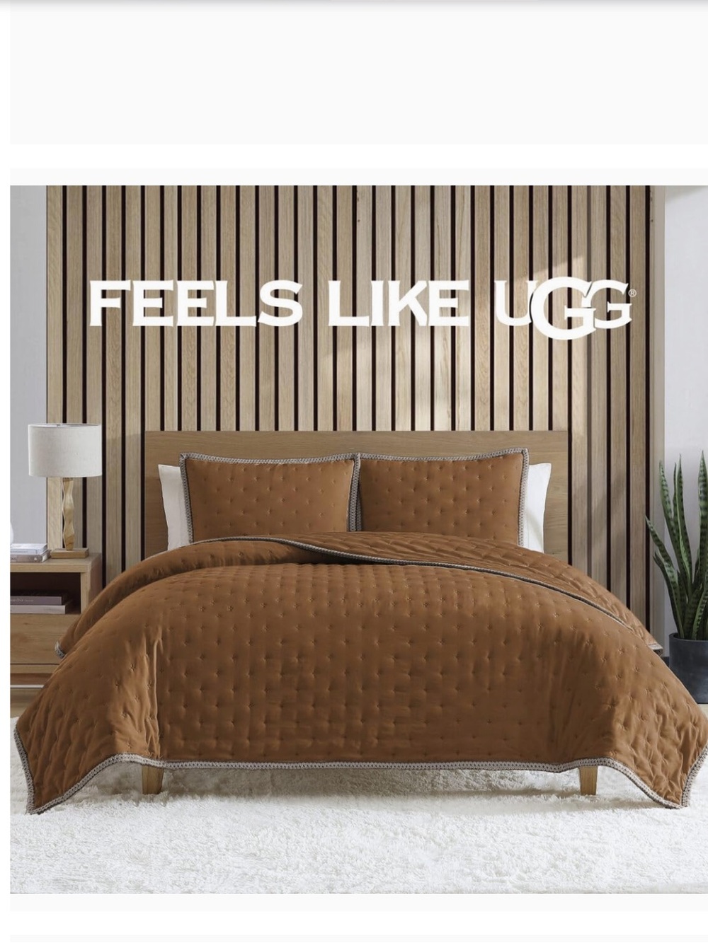 UGG Devon Braid Quilted Comforter Set in Chestnut Brown size king /new. $160